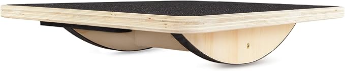 ProsourceFit Wooden Rocker Balance Board Anti-Slip Core Trainer 17.5in (39.5cm) for Physical Therapy, Exercise, Stability Training, Ideal Standing Desk Balance Board, Black