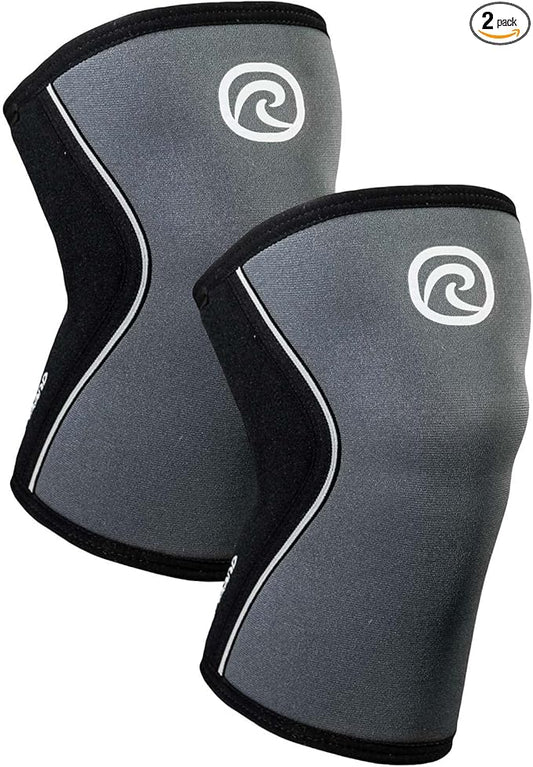 Rehband 5mm Knee Sleeves for Functional Training, Cross-Training & Powerlifting, Weightlifting Knee Support made of Neoprene, Unisex, Colour:Steel Grey - 1 Pair, Size:Small