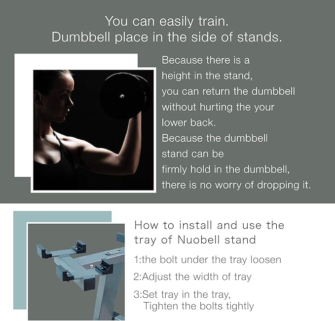 x NUOBELL Collaboration Product, Adjustable Dumbbell Rack and Stand.Dumbell Rack for Nuobell Dumbbells only