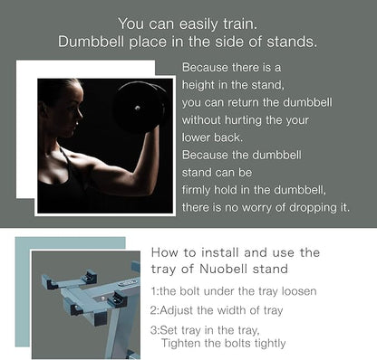 x NUOBELL Collaboration Product, Adjustable Dumbbell Rack and Stand.Dumbell Rack for Nuobell Dumbbells only
