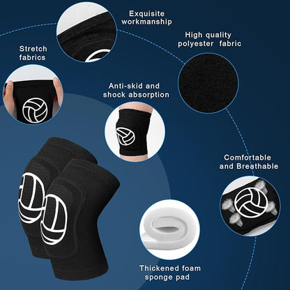Leyndo 3 Pairs Volleyball Knee Pads for Kids Soft Breathable Non Slip Dance Knee Pads Collision Avoidance Knee Brace for Youth Girls Boys Dance Yoga Running Workout