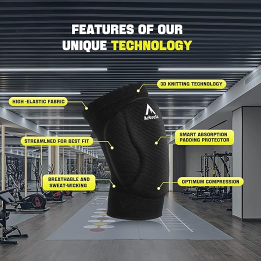 Volleyball Knee Pads for Men Women Boy Girl , Knee Protector Knee Supporter . Knee compression Sleeve with high Protection Cushion for Volleyball ,Running ,House Cleaner , Worker , Weight lifting , Dancer