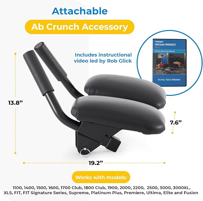 Total Gym Attachable Ab Crunch Accessory for Home Gym Workout Machines with Arm Padding and Instructional Fitness DVD featuring Rob Glick
