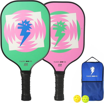 Fun Pickleball Paddles Set of 2 Pink and Green