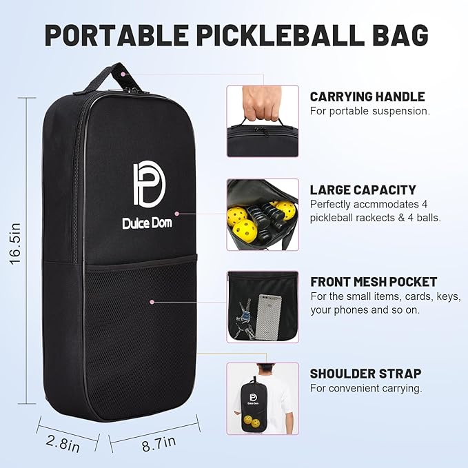 DULCE DOM Pickleball Paddles 2/4 with 4 Pickleball