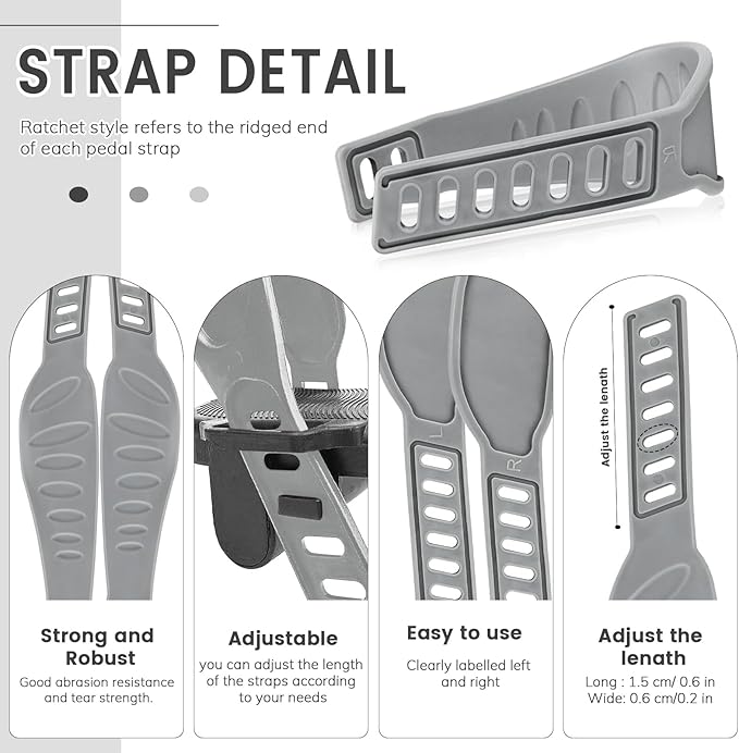 Exercise Bike Pedal Straps, Heavy Duty Adjustable Length Universal Pedal Strap Fits Most Bike Pedals Exercise Bike Bicycle Cycle for Home or Gym