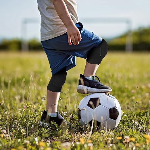 Sibba Kids Knee Pad, Breathable Elastic Knee Brace, Anti-Slip Padded Sponge Knee Protector for Volleyball Dance Running Skating Basketball Football Sports (Black)