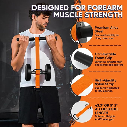Forearm Strengthener and Wrist Roller 43.3 inch 51.2 inch