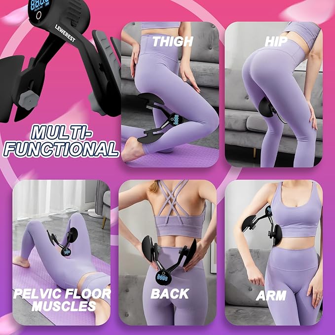 Thigh Master Thigh Exerciser with Counter Rechargeable 4 Levels 360° Rotatable