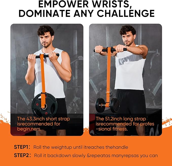 Forearm Strengthener and Wrist Roller 43.3 inch 51.2 inch