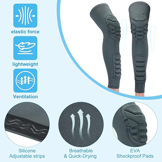 PATIKIL M Knee Calf Pads, 2 Pack Knee Braces Pad Compression Leg Sleeve Protective Calf Shin Guard for Youth Adults Football Basketball Baseball, Grey