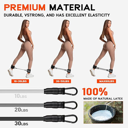Ankle Resistance Bands, Ankle Bands for Working Out with Cuffs, Resistance Bands for Leg Butt Training Workout Equipment for Kickbacks Hip Gluteus Training Exercises, Ankle Strap with Exercise Bands