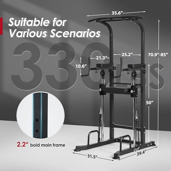 SogesPower Power Tower Dip Station Pull Up Bar