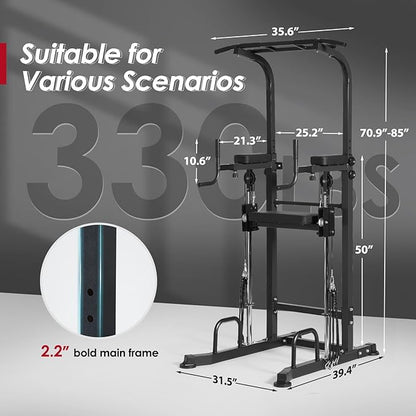 SogesPower Power Tower Dip Station Pull Up Bar