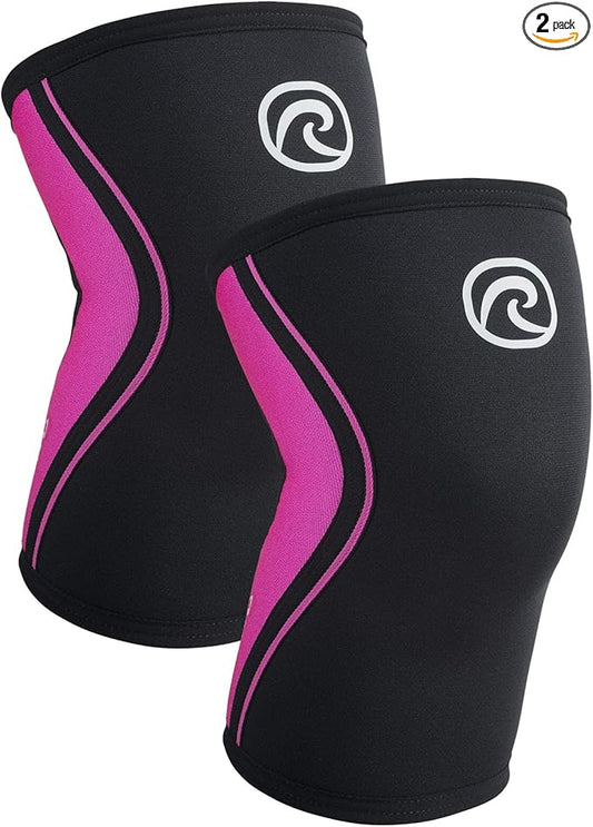 Rehband 5mm Knee Sleeves for Functional Training, Cross-Training & Powerlifting, Weightlifting Knee Support made of Neoprene, Unisex, Colour:Pink - 1 Pair, Size:Large
