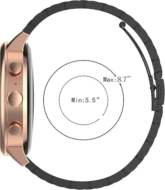 FitTurn Bands Compatible with Letscom, Letsfit, Lintelek, Yamay SmartWatch -Replacement Classic Stainless Steel Metal WatchBand for ID205L, ID205U,ID215G, ID205, ID216, ID205S, SW021