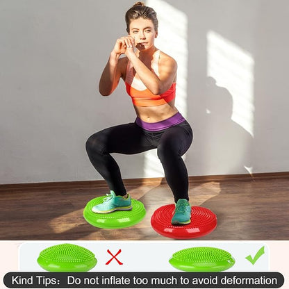Amylove 6 Pcs Inflated Wobble Cushion Pump Wiggle Seat for Sensory Kids Flexible Seating Exercise Balance Disc Sensory Chair for Office School Home Equipment, Pump Included