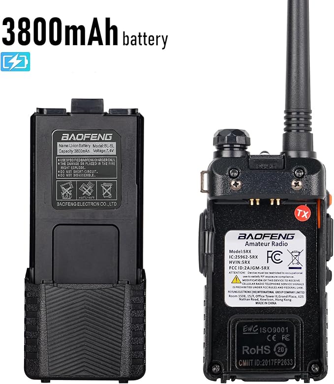 BAOFENG UV-5RX (Upgraded of UV-5R) Multi-Band Ham Radio 136-174/400-520Mhz Receiving, 805s Antenna 771 Antenna (2 Pack)