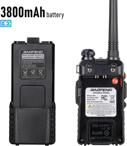 BAOFENG UV-5RX (Upgraded of UV-5R) Multi-Band Ham Radio 136-174/400-520Mhz Receiving, 805s Antenna 771 Antenna (2 Pack)