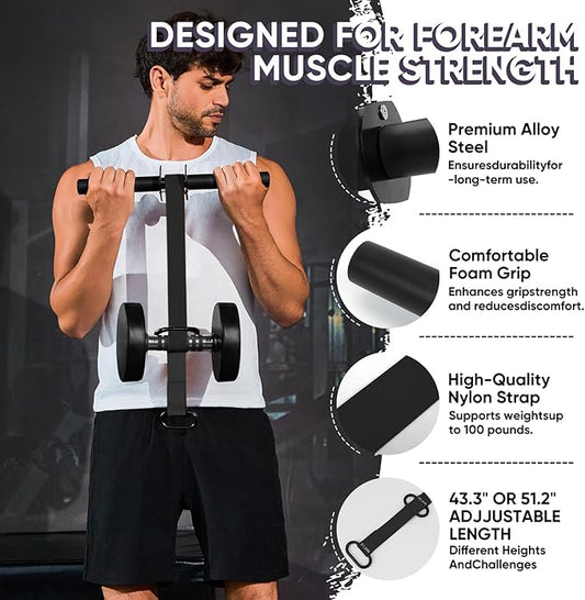 Forearm Strengthener and Wrist Roller 43.3 inch 51.2 inch