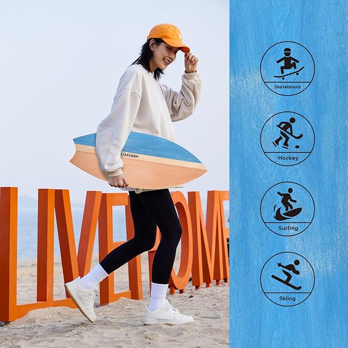 XCMAN Surf Balance Board Trainer with Roller Wooden Exercise Balancing Stability Trainer - Non Slip Surface for Adults Kids|Balance Board for Surfing,Snowboarding,Skateboarding,Hockey,Yoga Training