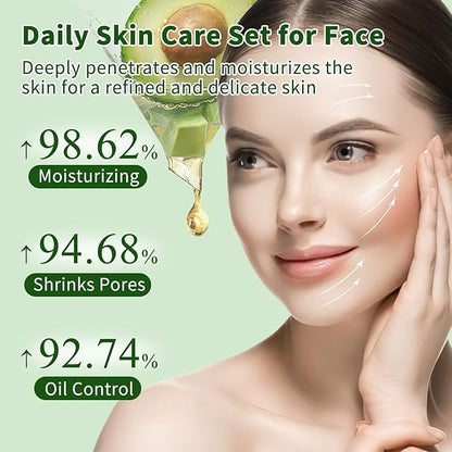 Avocado Skin Care Set, 4 PCS Moisturizing Skincare Set, Anti Aging Skin Care Routine Kit For Women With Toner, Lotion, 2 PCS Eye Cream, Travel Facial Skincare Kits, Daily Skin Care.
