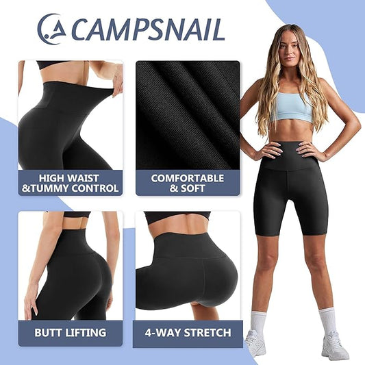 CAMPSNAIL Workout Biker Shorts Women - 3"/5"/8" High Waisted Tummy Control Spandex Booty Volleyball Shorts for Yoga Dance