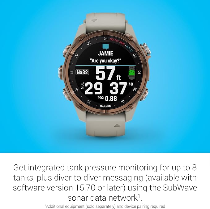 Garmin Descent™ Mk3i, Dive Computer and Multisport GPS Smartwatch, Air Integration, French Gray