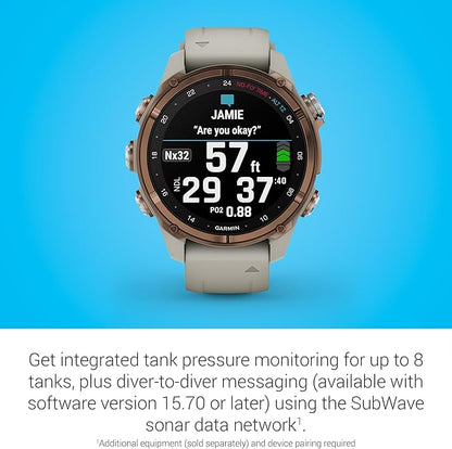 Garmin Descent™ Mk3i, Dive Computer and Multisport GPS Smartwatch, Air Integration, French Gray