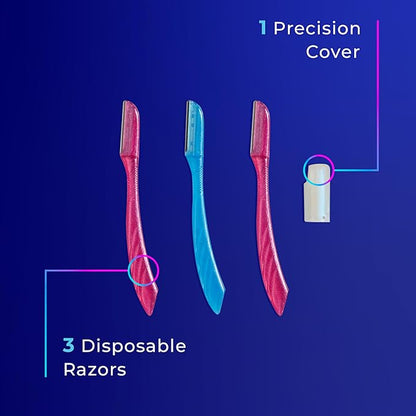 Schick Hydro Silk Touch-Up Dermaplaning Tool with Precision Cover, 3ct | Dermaplane Razor, Face Razors, Peach Fuzz Remover