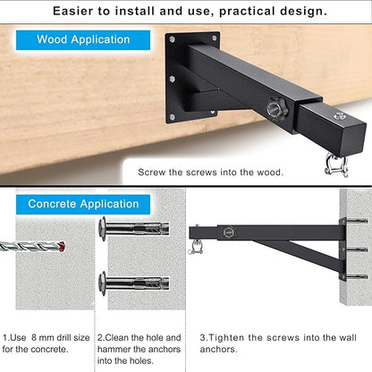 BeneLabel Wall Mount Heavy Bag Hanger, Heavy Duty Punching Bag Stand, Boxing Bag Bracket for Home Gym Indoor Outdoor, 800 LB Capacity