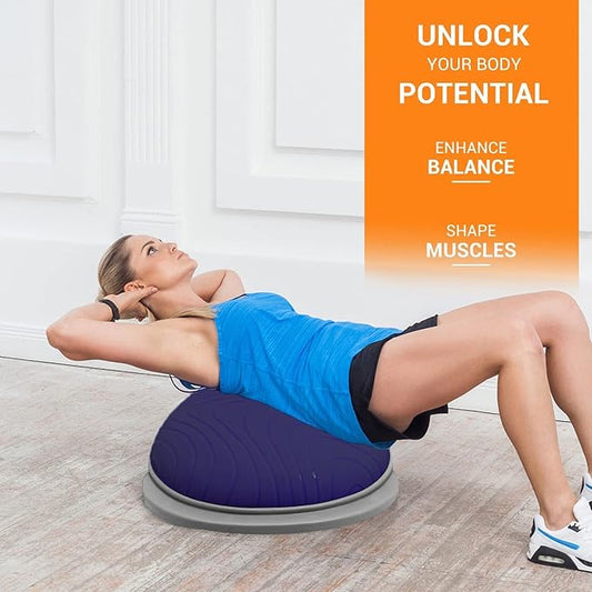 PROIRON Balance Ball Trainer - Air Dome Half Ball with Resistance Bands & Nonslip Base - 660lbs Capacity - Ideal for Yoga & Exercise