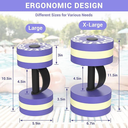 Sportneer Water Weights Aquatic Exercise Dumbbells Water Dumbbell Aerobics Workouts Set of 2 EVA Foam Pool Weights Dumbbells Set Aqua Fitness Barbells Equipment for Water Aerobics Weight Loss