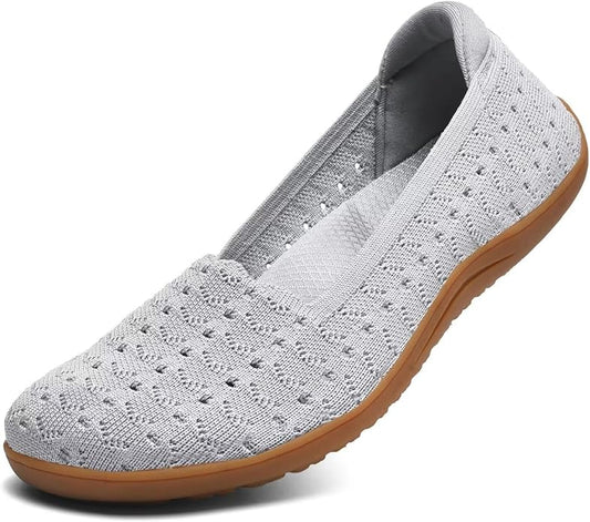 Women's Wide Toe Box Flats Shoes Knit Ballet Flat Slip-on Dress Walking Comfort Shoes