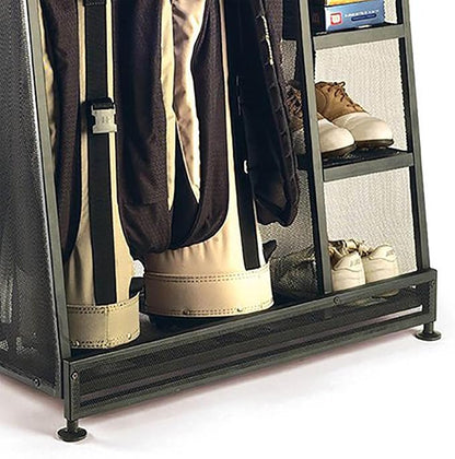 Suncast Golf Bag & Golfing Equipment Heavy-Duty Metal Organizer Rack w/ 3 Storage Shelves