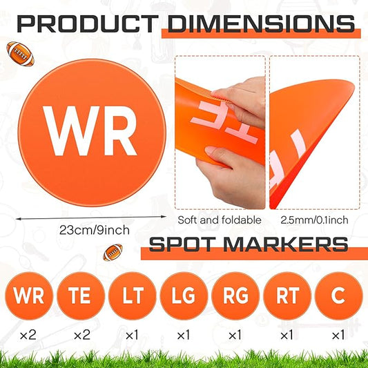 9 Pcs Football Lineman Spot Markers with Mesh 9 Inch