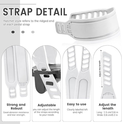 Exercise Bike Pedal Straps, Heavy Duty Adjustable Length Universal Pedal Strap Fits Most Bike Pedals Exercise Bike Bicycle Cycle for Home or Gym