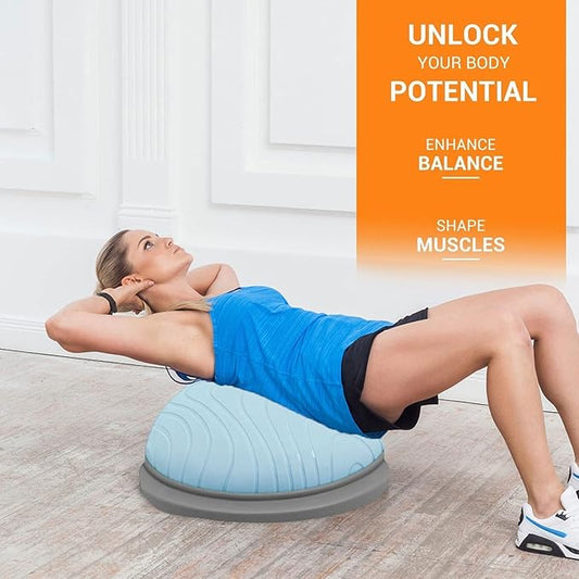 PROIRON Balance Ball Trainer - Air Dome Half Ball with Resistance Bands & Nonslip Base - 660lbs Capacity - Ideal for Yoga & Exercise