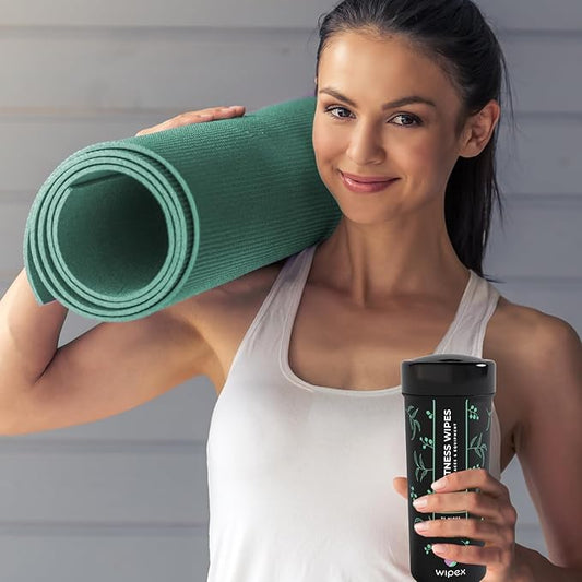 Wipex Fitness Equipment Wipes | Clean Gym Equipment, Yoga Mats, Peloton Bike Cleaner, Exercise Machine Wipes | Lemongrass, Eucalyptus, 75 Ct Canister