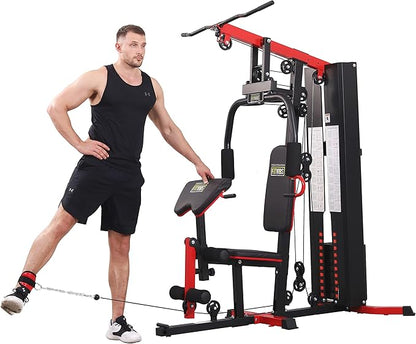 Home Gym, Multifunctional Workout Equipment with Leg Press, Exercise Equipment for Home with Pulley System