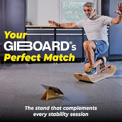 GIBBON GiBoard Balance Board for Adults & Kids - Slackline Workout Equipment Home Gym Training - Wooden Wobble Board Balance Trainer - Standing Desk Exercise - Yoga, Agility, Pilates, Core, Snowboard