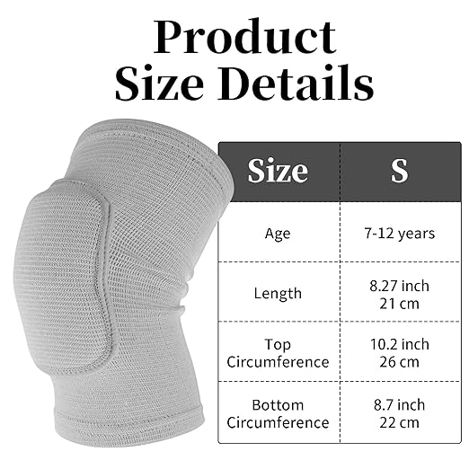Sibba Kids Knee Pad, Breathable Elastic Knee Brace, Anti-Slip Padded Sponge Knee Protector for Volleyball Dance Running Skating Basketball Football Sports(Grey)