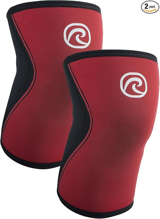 Rehband 5mm Knee Sleeves for Functional Training, Cross-Training & Powerlifting, Weightlifting Knee Support made of Neoprene, Unisex, Colour:Red - 1 Pair, Size:Large