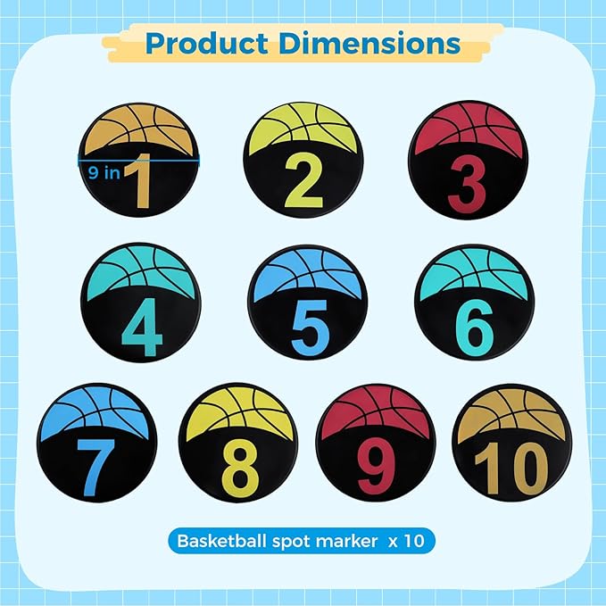 10 PCS Basketball Spot Markers 9 Inches
