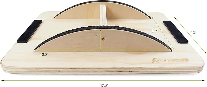 ProsourceFit Wooden Rocker Balance Board Anti-Slip Core Trainer 17.5in (39.5cm) for Physical Therapy, Exercise, Stability Training, Ideal Standing Desk Balance Board, Black