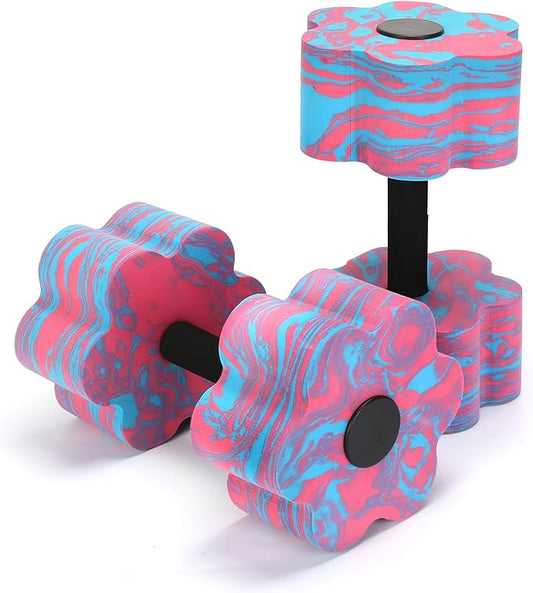 Aquatic Exercise Dumbbells, 2PCS Aqua Fitness Barbells, Flowers High-Density EVA-Foam Water Workouts, Pool Weights Dumbbells Set for Water Exercise, Aerobics Weight Loss, Pool Fitness