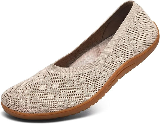 Women's Wide Toe Box Flats Shoes Knit Ballet Flat Slip-on Dress Walking Comfort Shoes