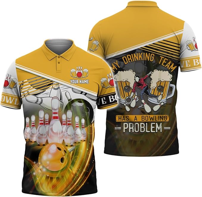 Personalized 3D Bowling Polo Shirts, Custom Name, Team Name Shirt, Bowling Shirts for Men Women, Birthday, Christmas