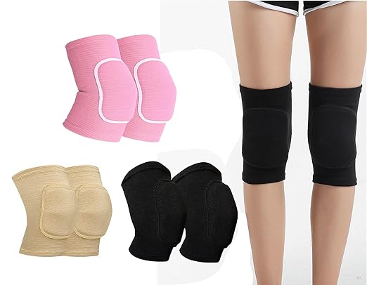 YYaaloa Knee Pads Sponge Knee Brace Breathable Flexible Elastic Knee Support for Volleyball, Dancing, Football, Yoga, Basketball, and Skating (Medium, Pink,Beige,Black)