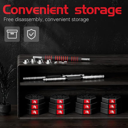 Adjustable Weights Dumbbells Set, 44Lbs 66Lbs 88Lbs 3 in 1 Adjustable Weights Dumbbells Barbell Set, Home Fitness Weight Set Gym Workout Exercise Training with Connecting Rod for Men Women